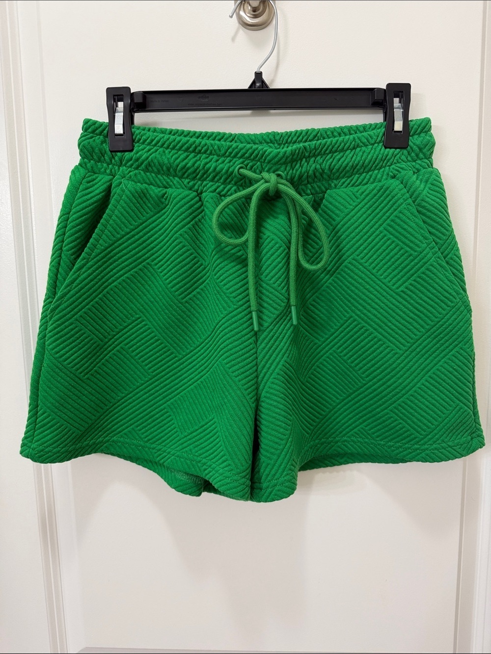 Green Quilted Drawstring Athletic Shorts - Women